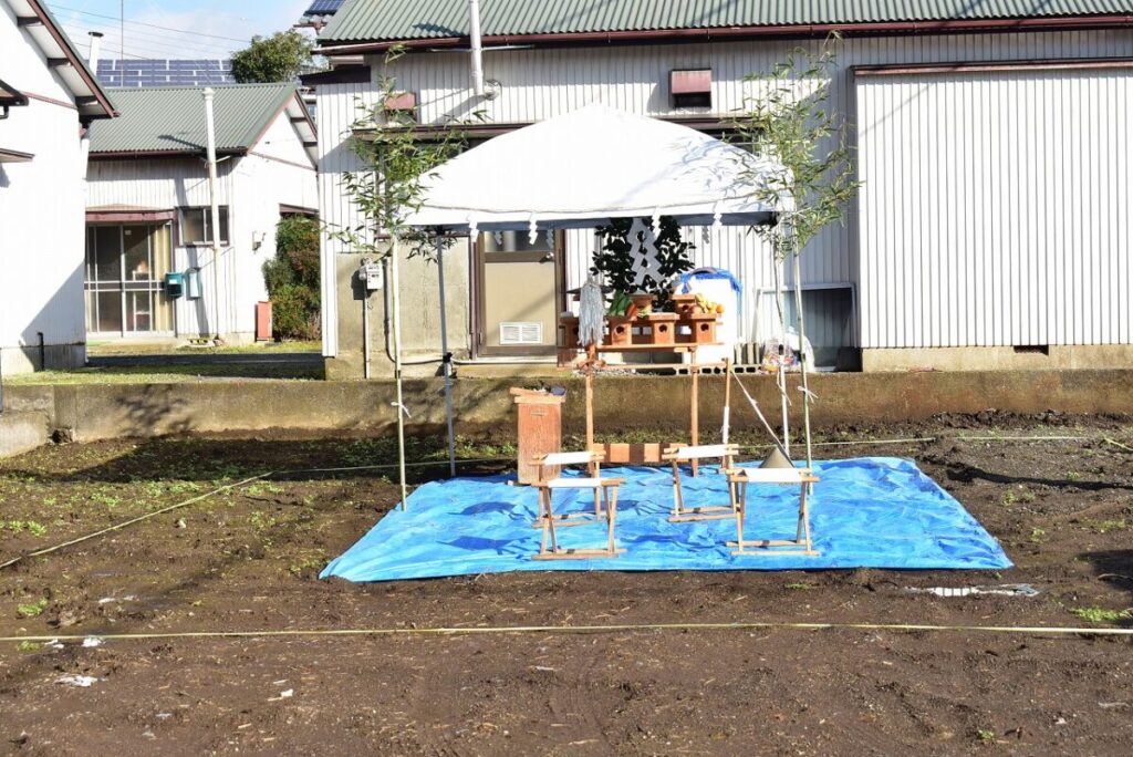 年末の地鎮祭の様子